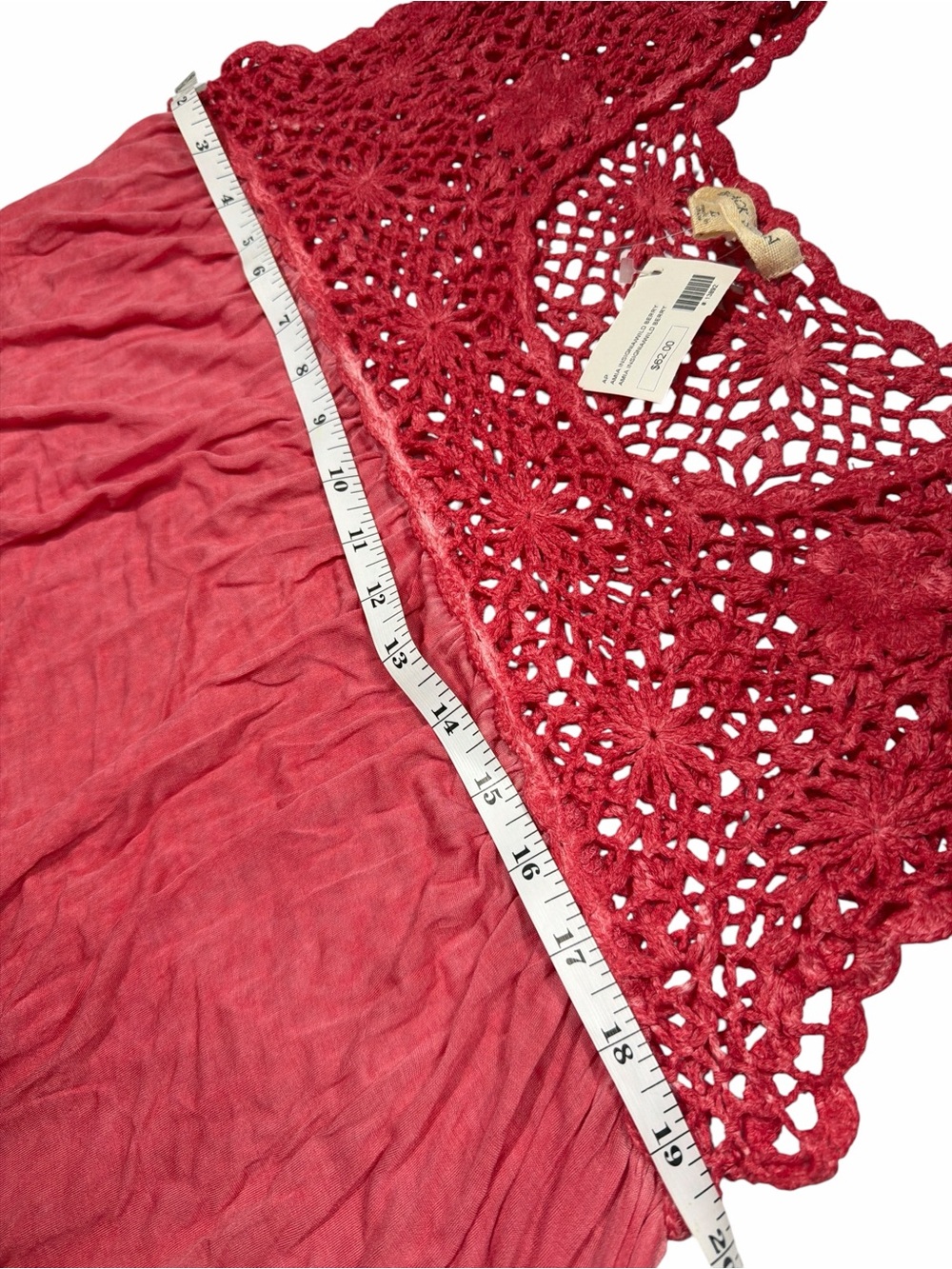 BLACK SWAN Women’s Crochet Mineral Wash Deep Pink Short Sleeveless Top - - Picture 4 of 4
